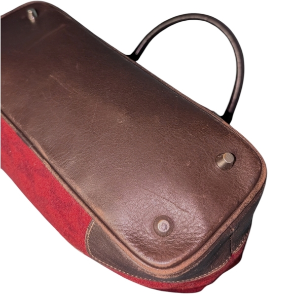 Vintage Coach • Signature Wool & Leather Tote Bag F1J-7723 Burgundy Oxblood Y2K - Picture 5 of 15